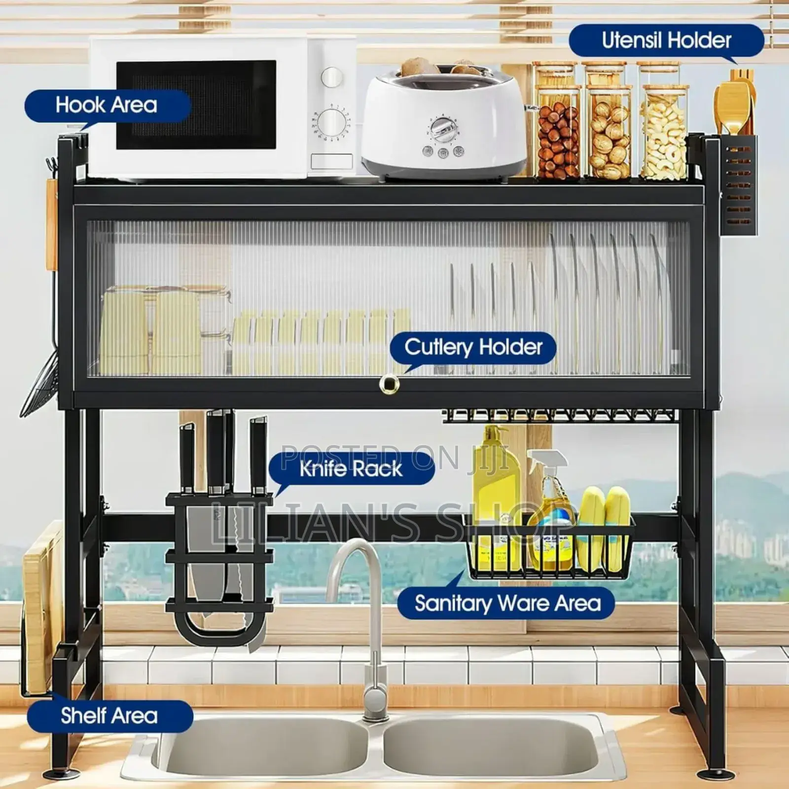 3 Tier Over Sink Dish Rack Steel Dish Drainer