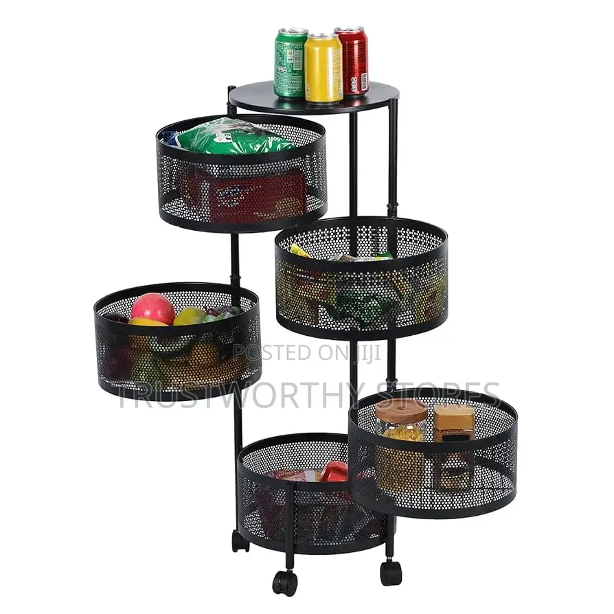5-Tier Circular Rotating Kitchen Storage Rack