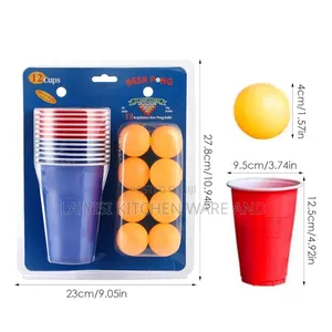 12 Table Tennis Ball Set With -Pong Cup for Party Games