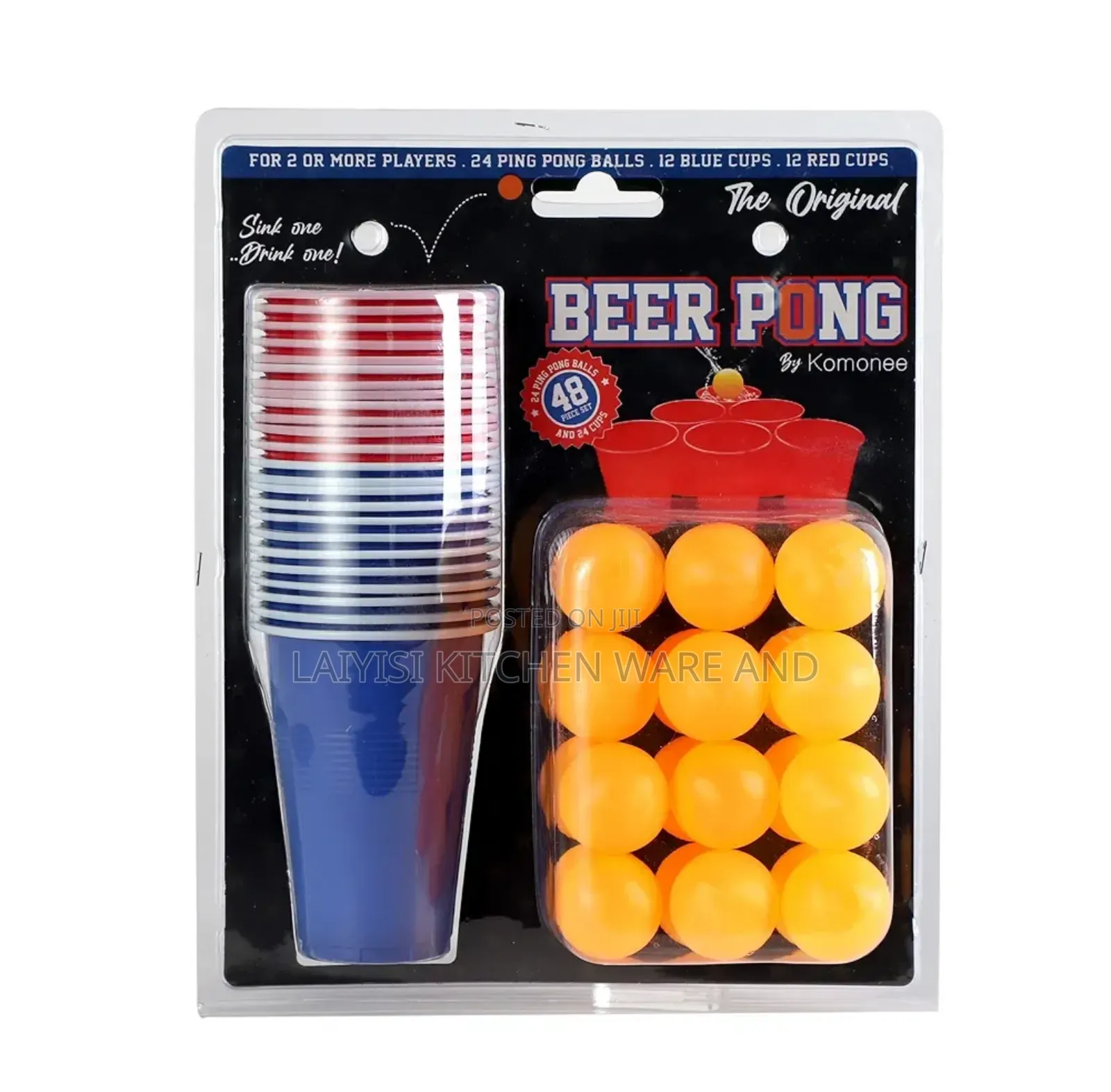 12 Table Tennis Ball Set With -Pong Cup for Party Games