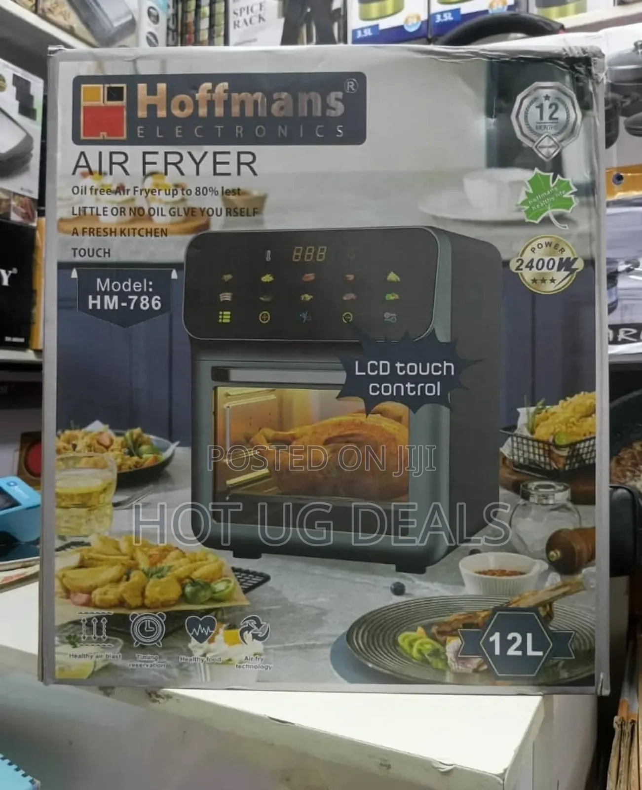 Hoffmans 12l Digital Air Fryer With Lcd Touch Control -black