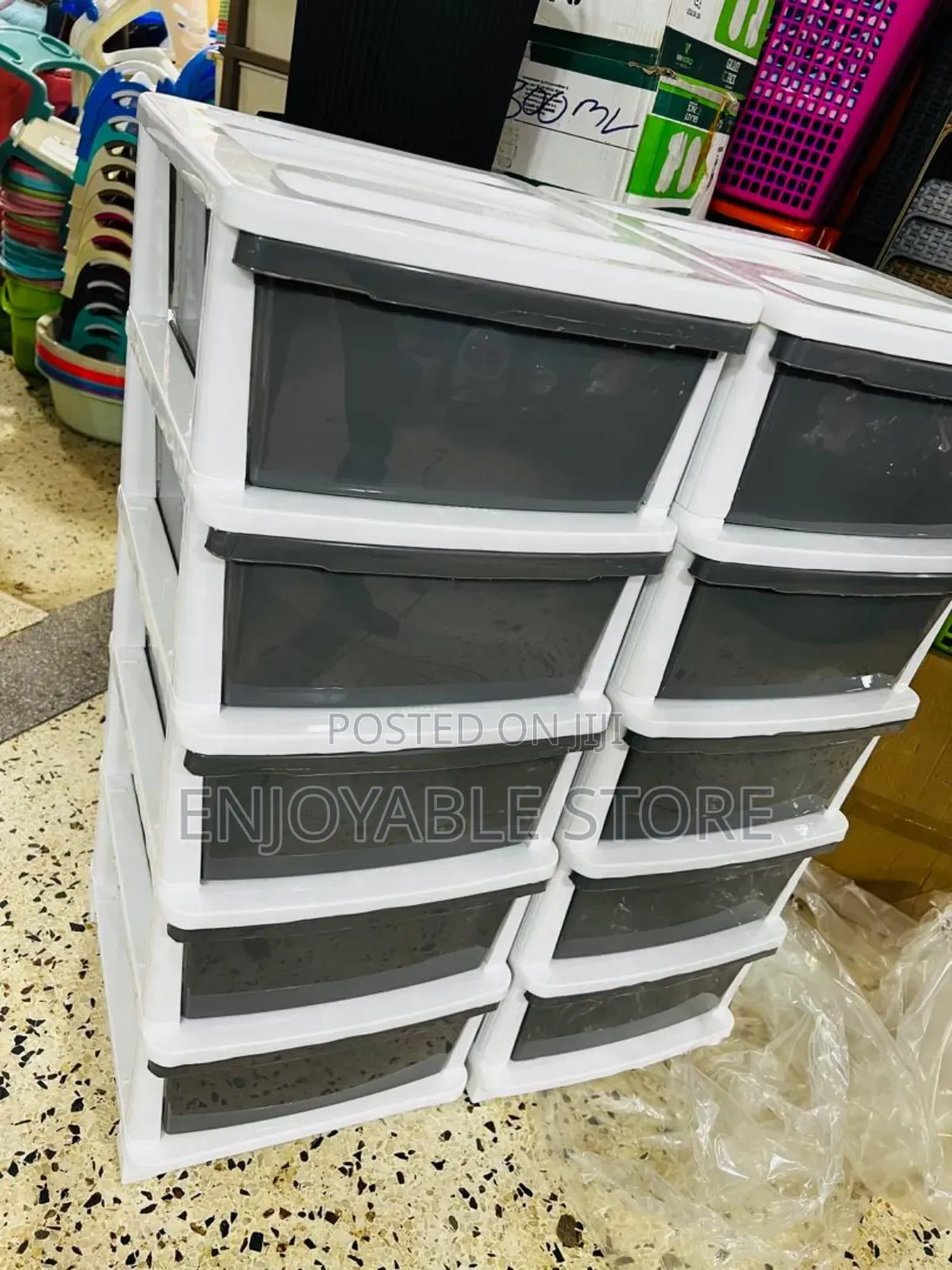 Gray Plastic Storage Cabinet Trolley 5 Drawers for Kids
