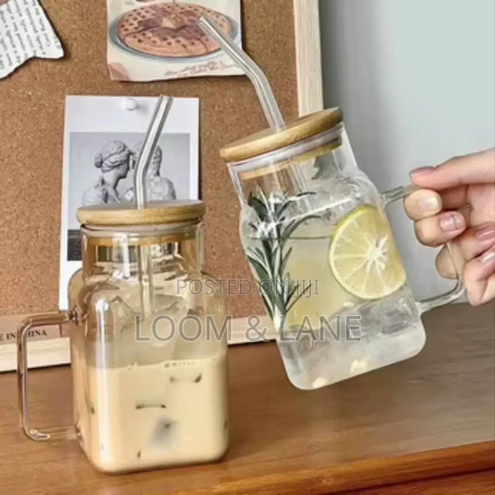 Glass Tumbler With Bamboo Lid and Straw