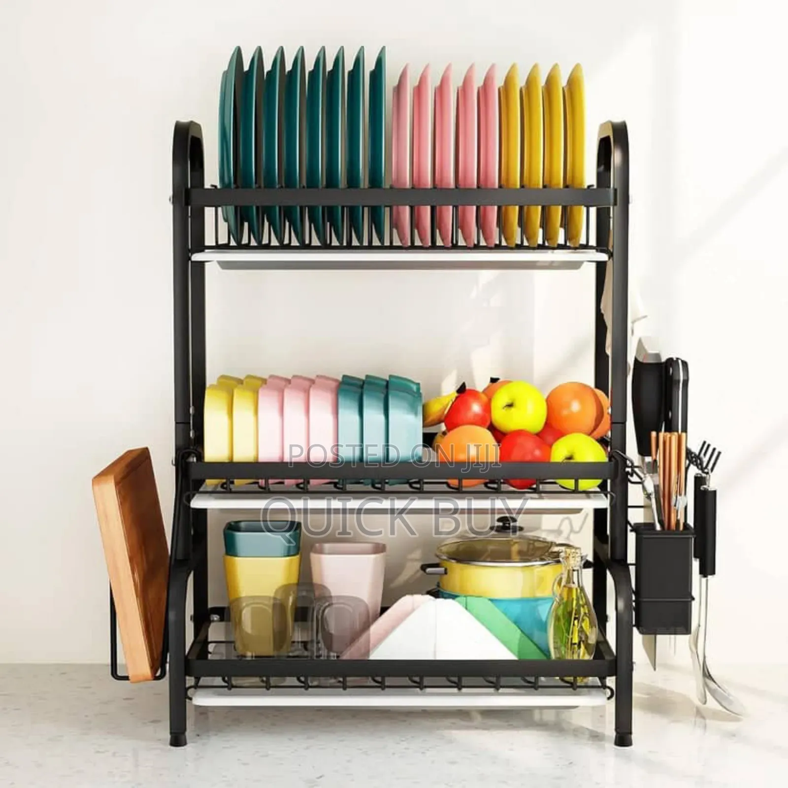 3-Tier Stainless Steel Dish Racks Drainer Utensil Holders