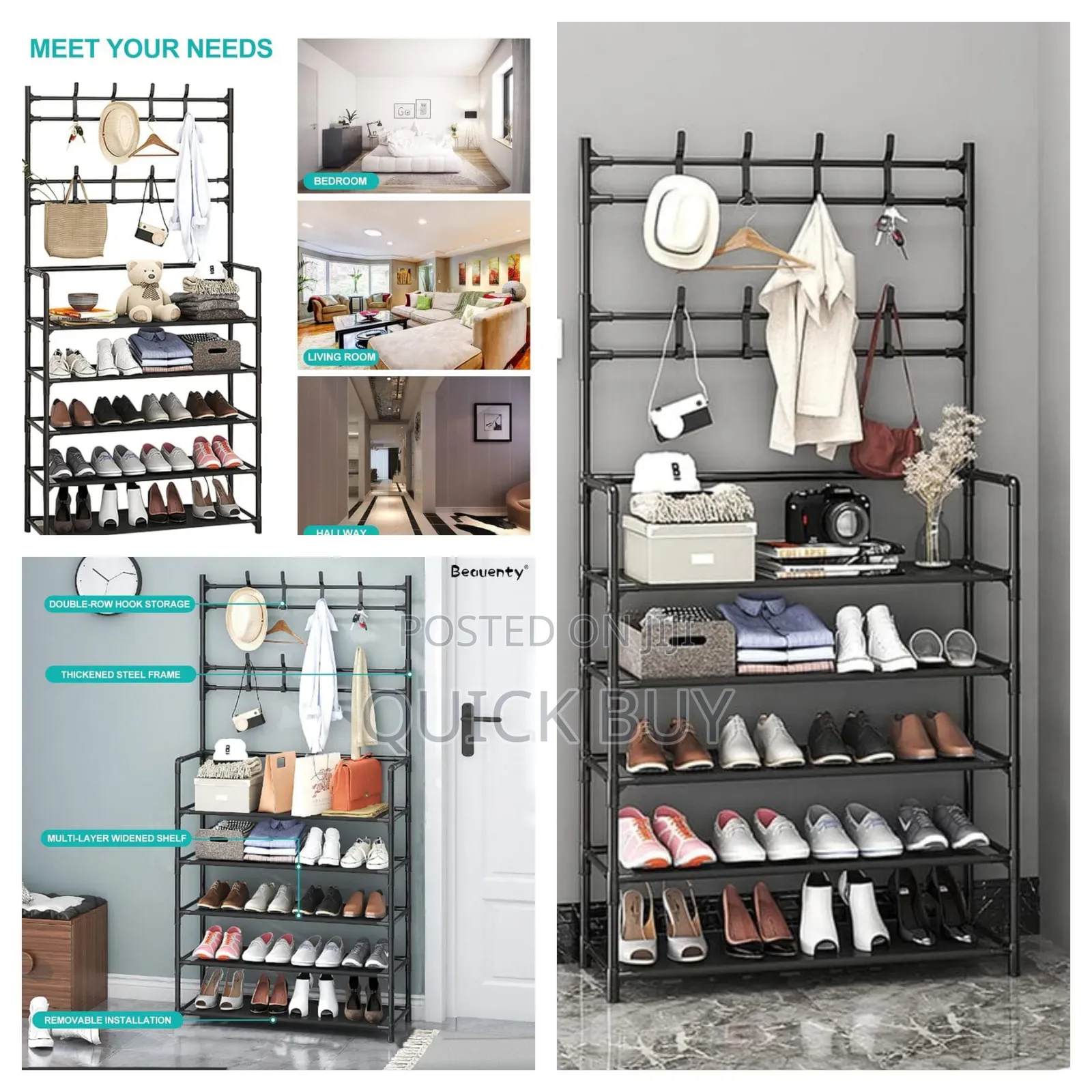 Black Shoe and Hat Rack - Hall Tree,Freestanding
