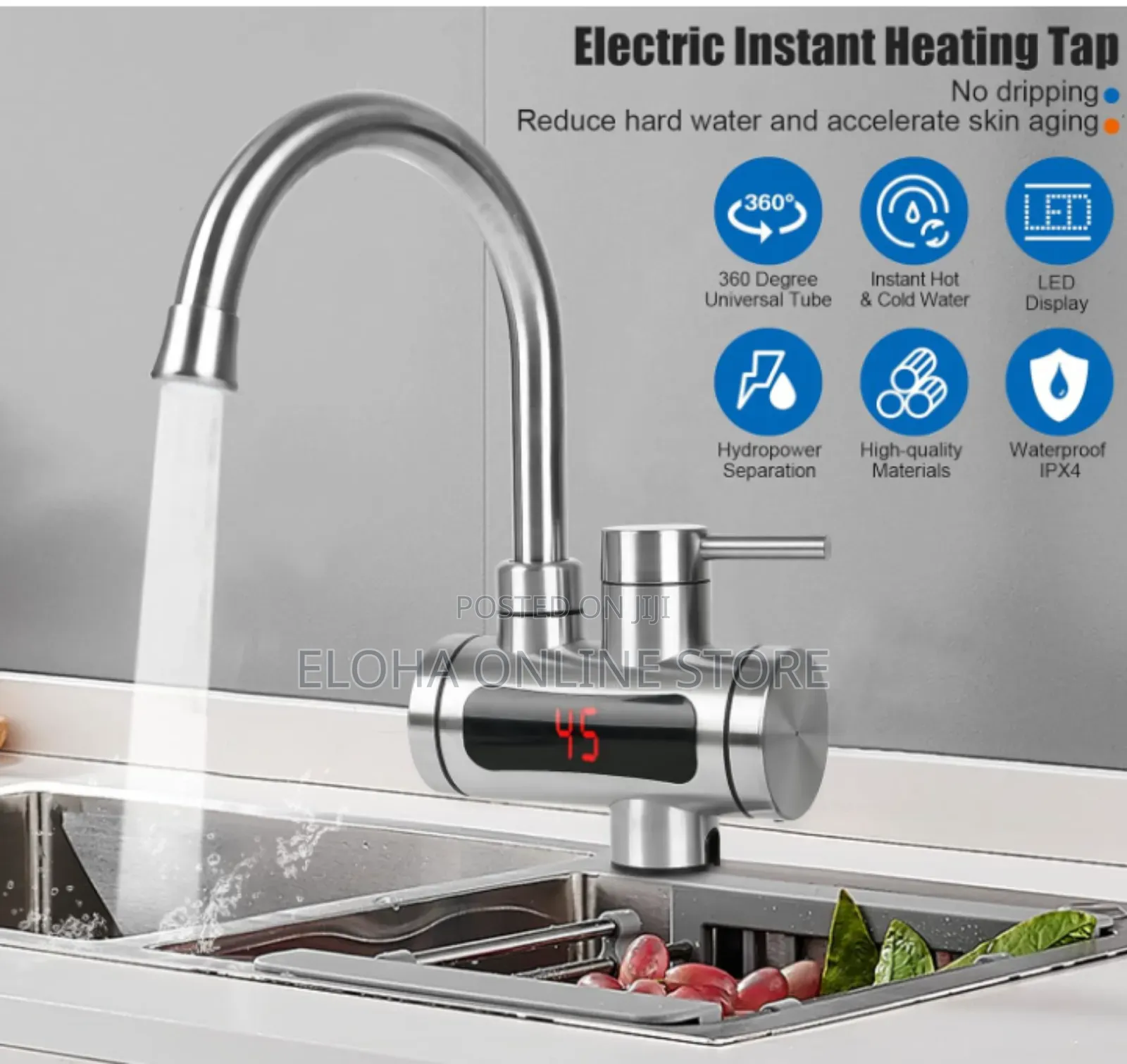 Electric Water Heating Faucet With Temperature Display