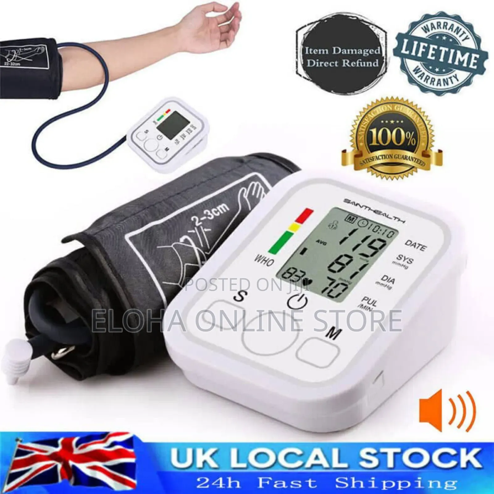 Automatic Digital Blood Pressure Monitor, White