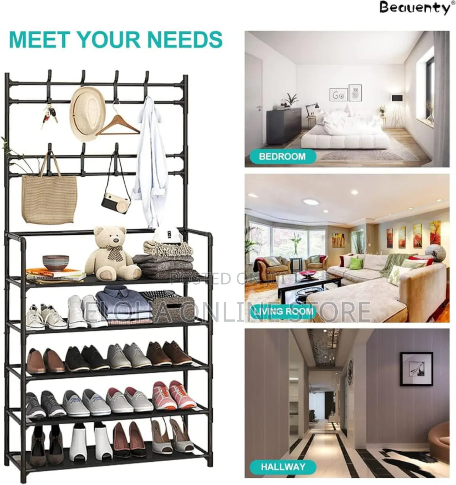 Black Shoe and Hat Rack - Hall Tree,Freestanding