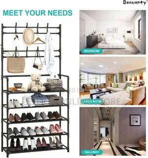 Black Shoe and Hat Rack - Hall Tree,Freestanding