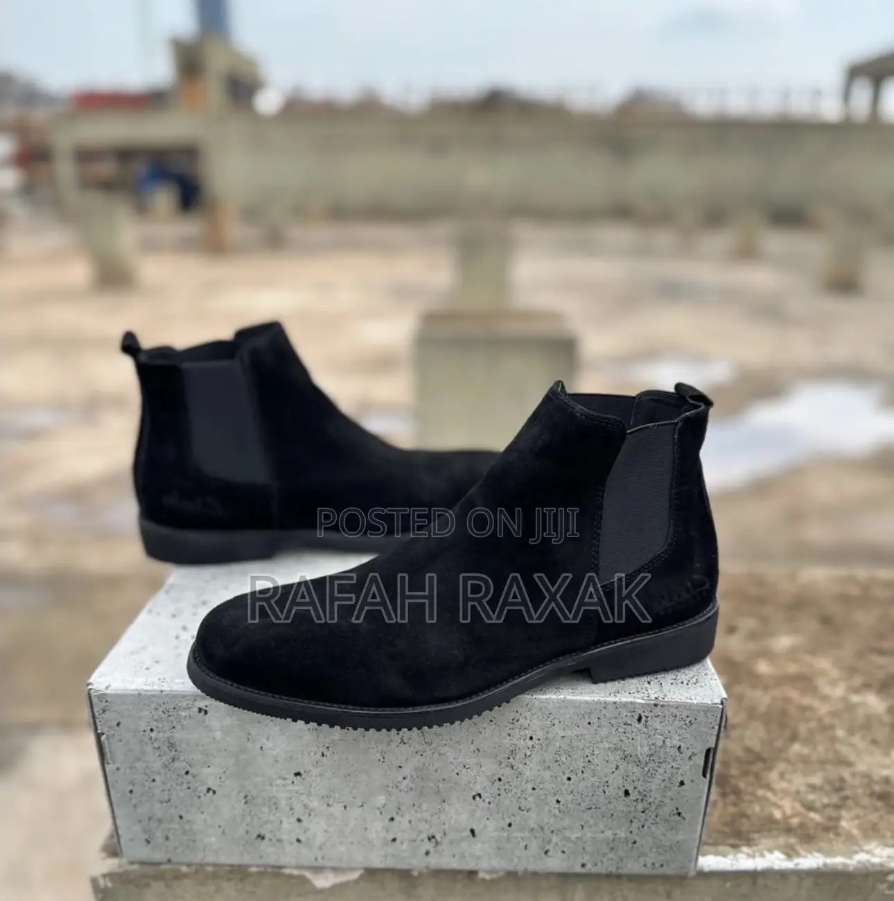 Men’S Classic Black Clarks Suede Chelsea Boots