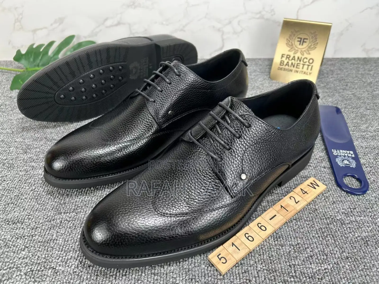 Original Black Franco Banetti Oxford Gentle Leather Shoes