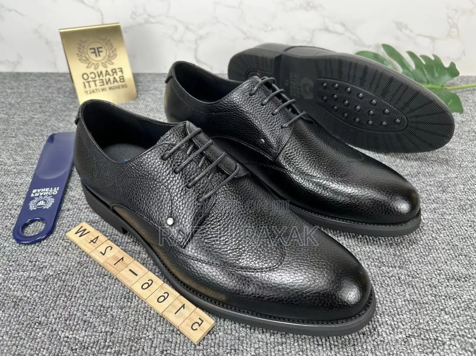 Original Black Franco Banetti Oxford Gentle Leather Shoes