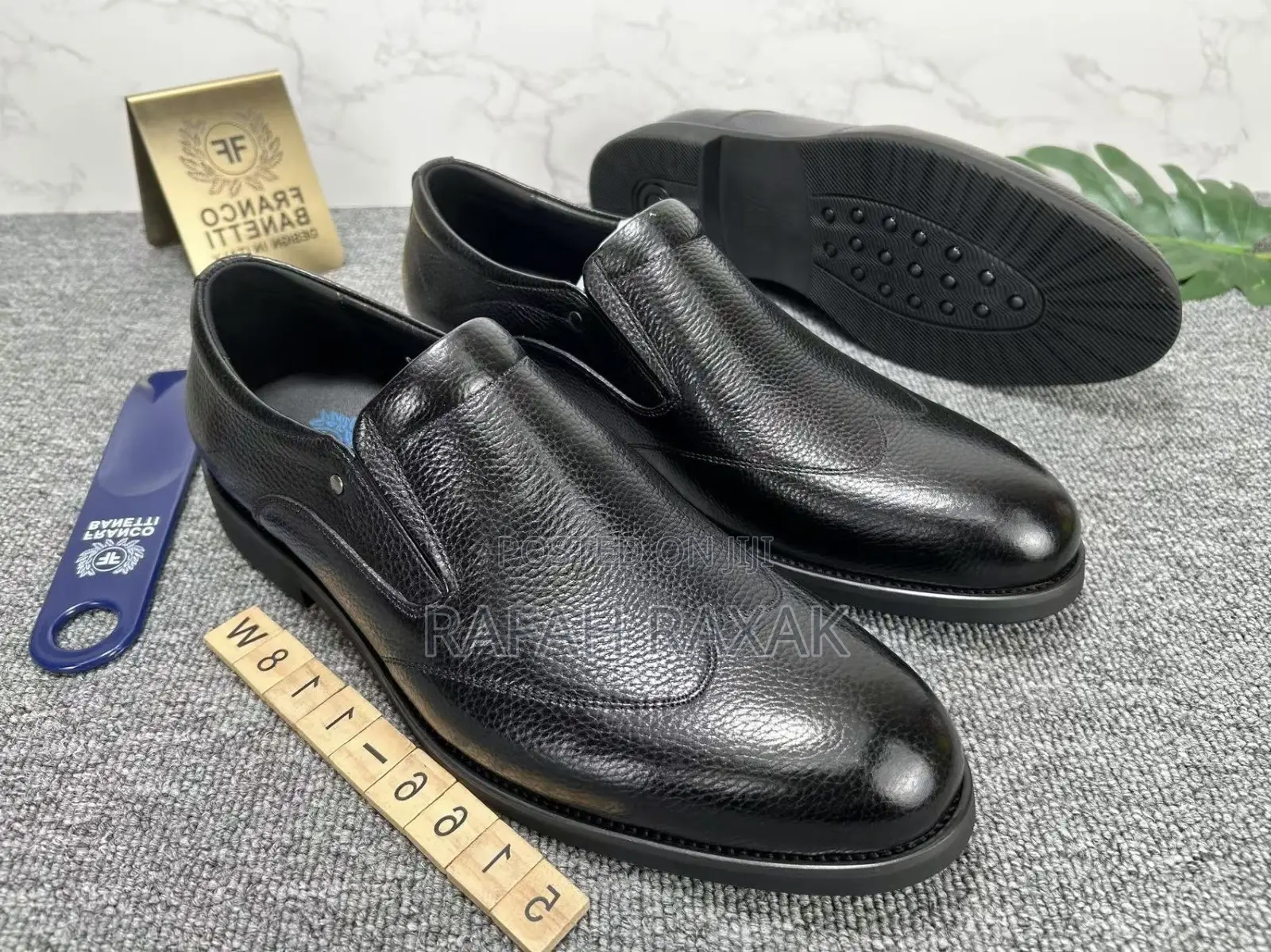 Men’S Black Franco Banetti Rough Leather Gentle Oxford Shoes