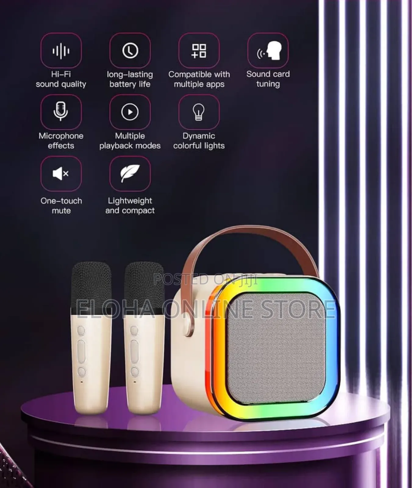 Portable Wireless Karaoke Machine With 6 Voice Effects