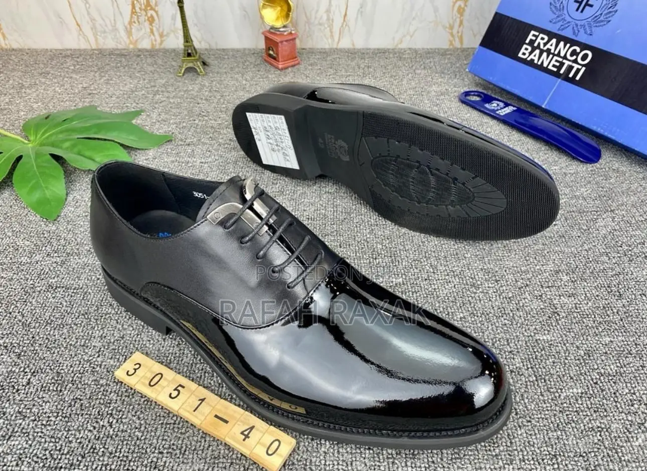 Franco Banetti Shinny Leather Patent Formal Gentle Shoes