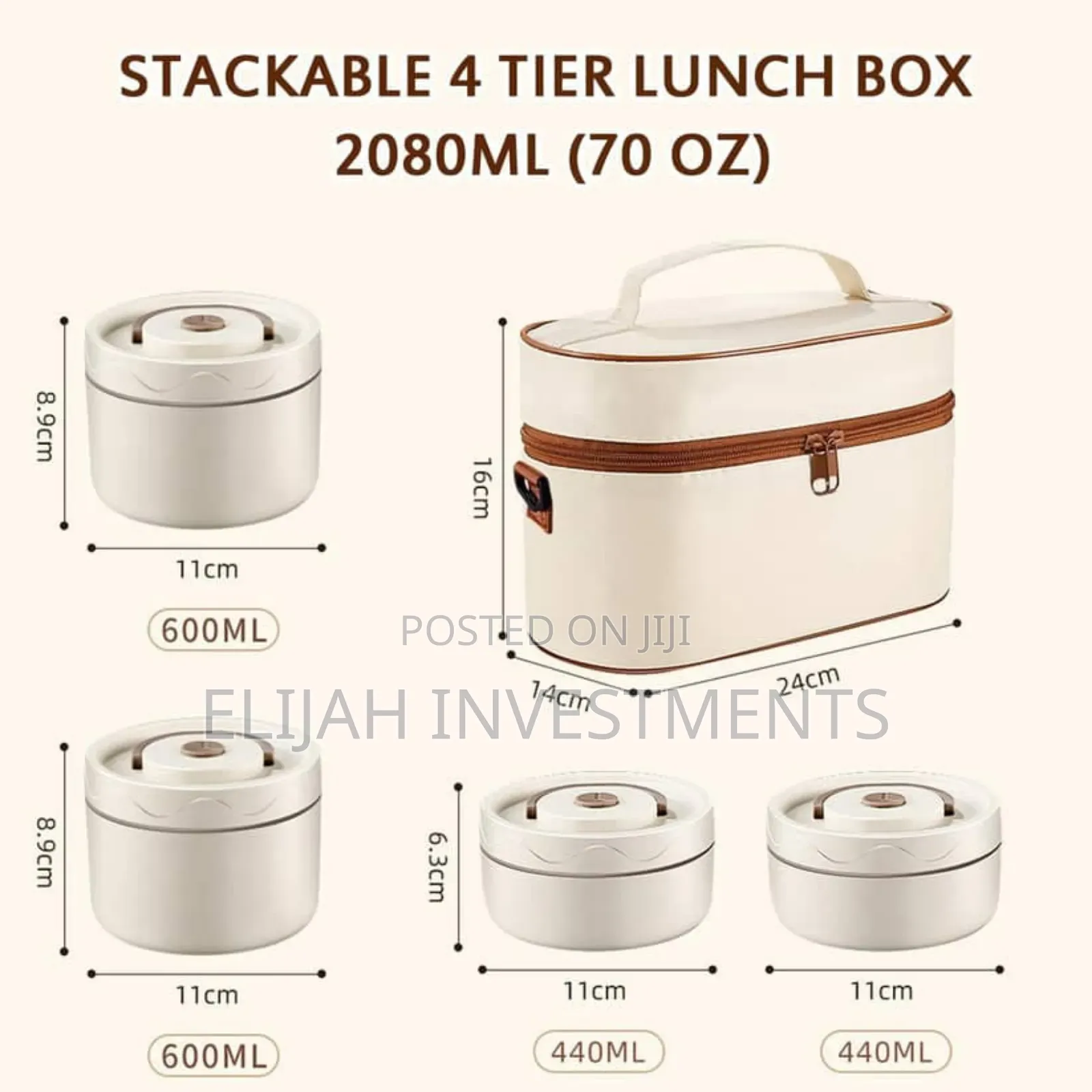4 Set Portable Insulated Lunch Container, Stainless Steel