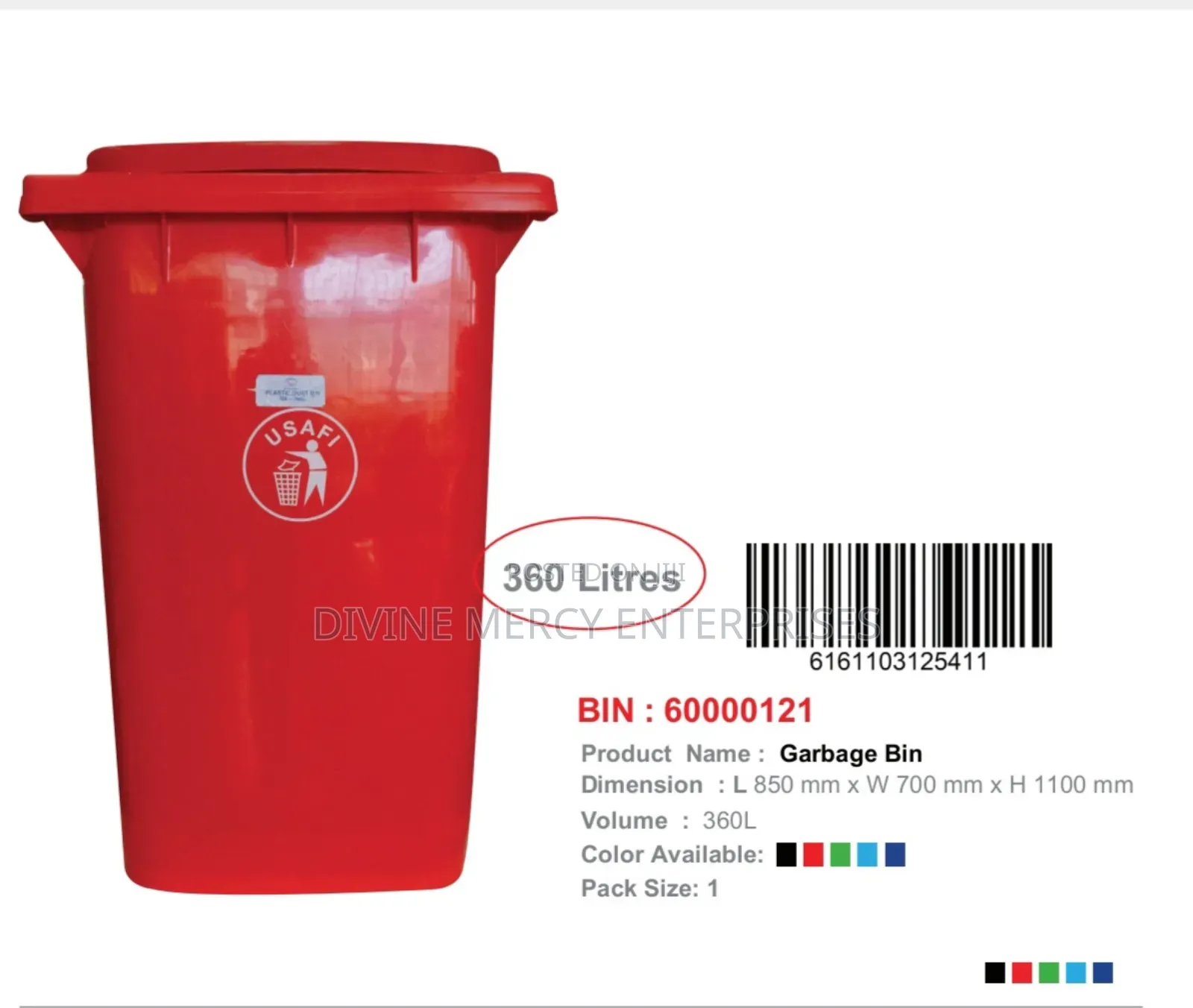 Barbage Dustbins 360litres