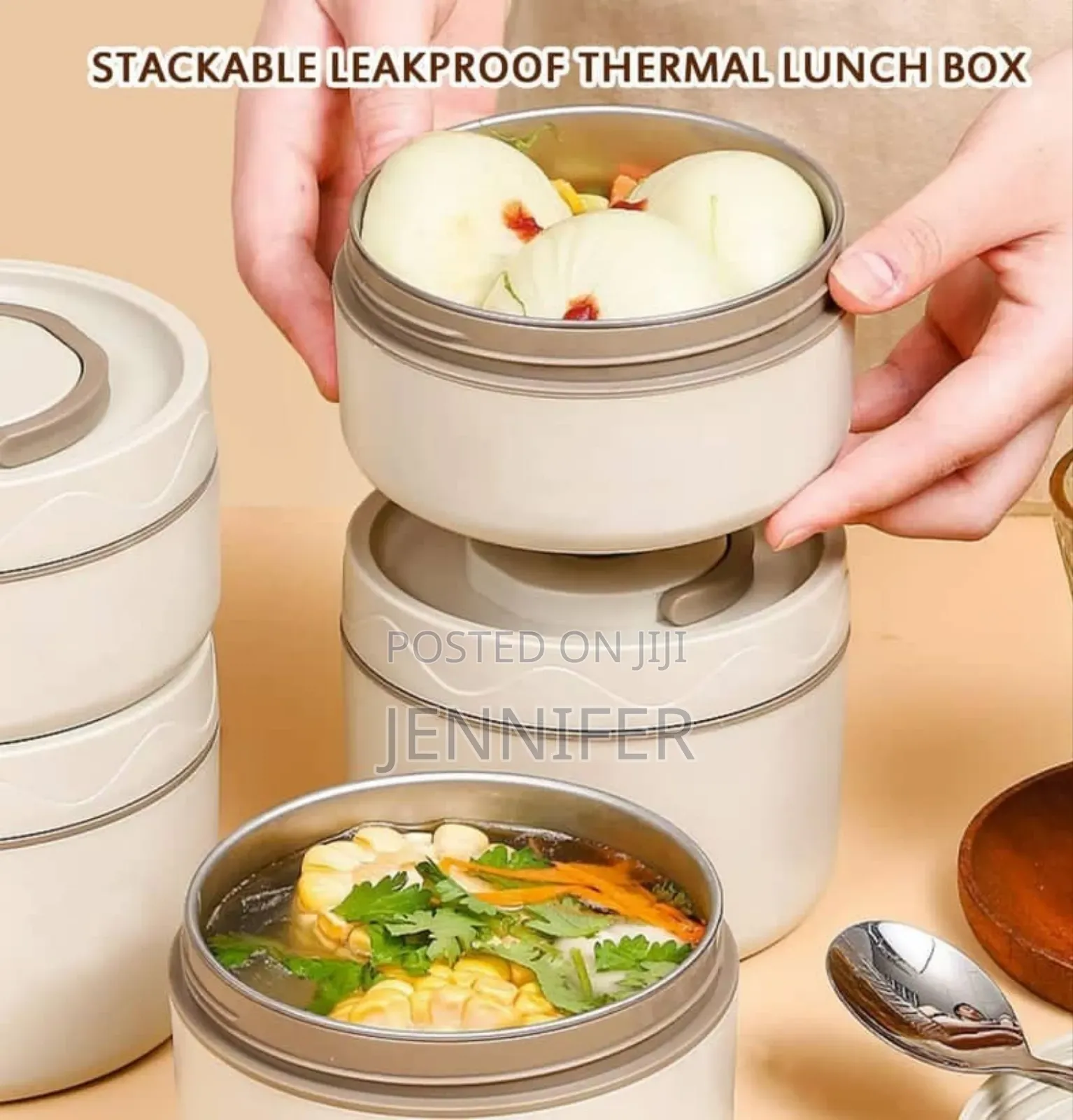 4 Set Portable Insulated Lunch Container, Stainless Steel