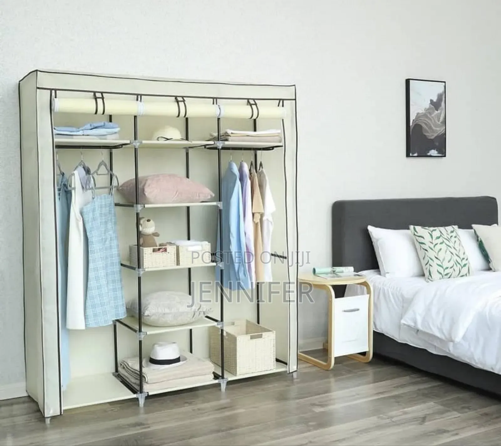 3 Folding Wardrobe,Comes With Jointed Metal Rods