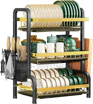 3-Tier Stainless Steel Dish Racks Drainboard Utensil Holders