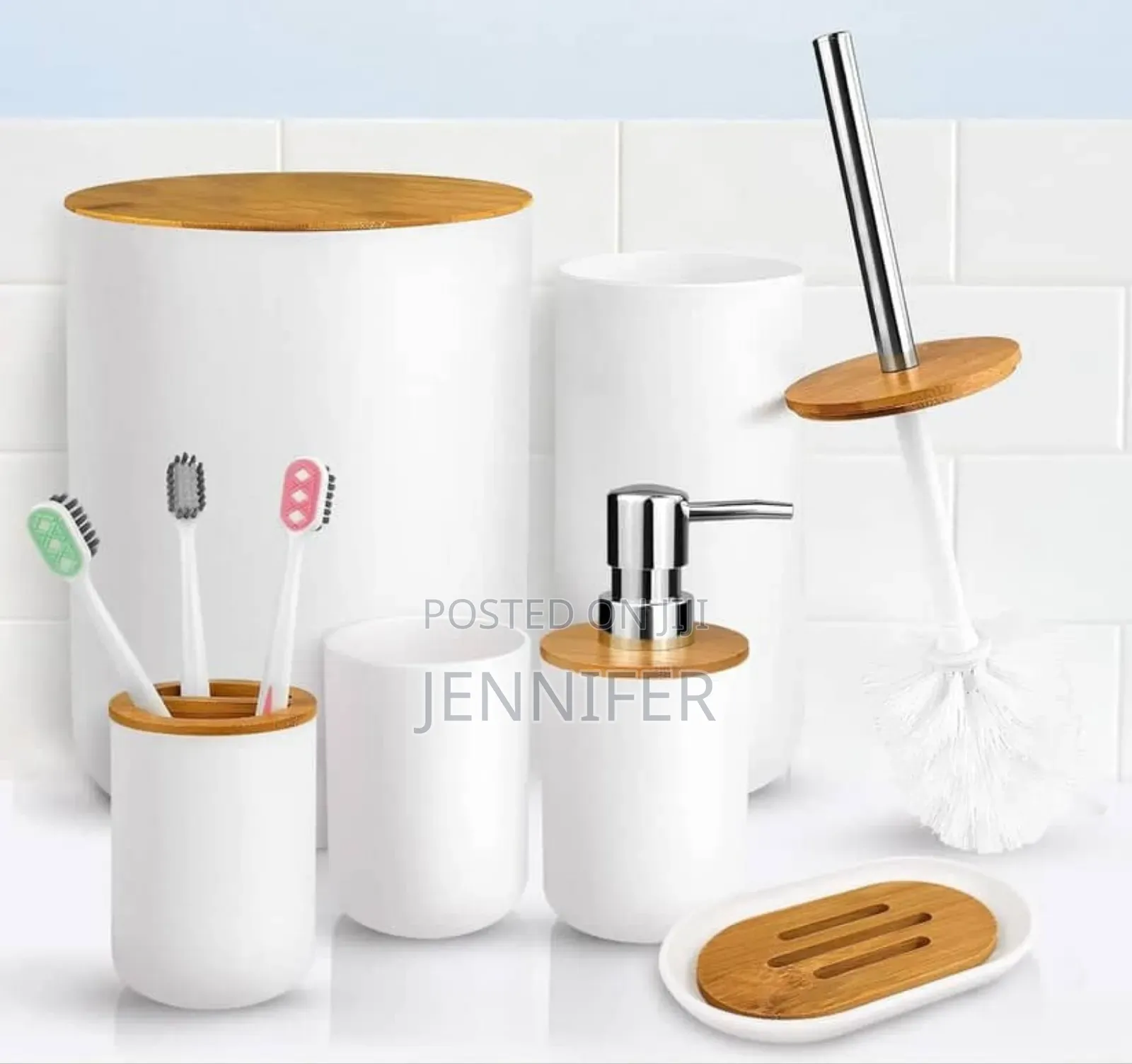 6-PCS Bathroom Accessory Set Black and White