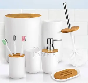6-PCS Bathroom Accessory Set Black and White