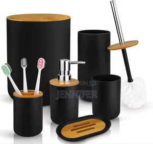 6-PCS Bathroom Accessory Set Black and White