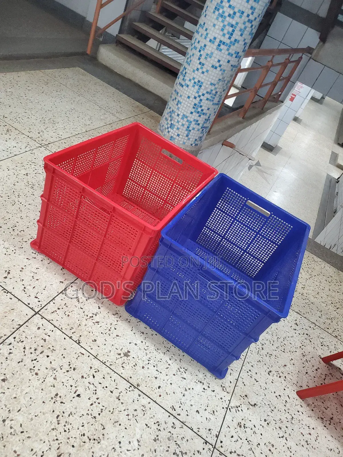 Blue and Red Biggest Plastic Crates