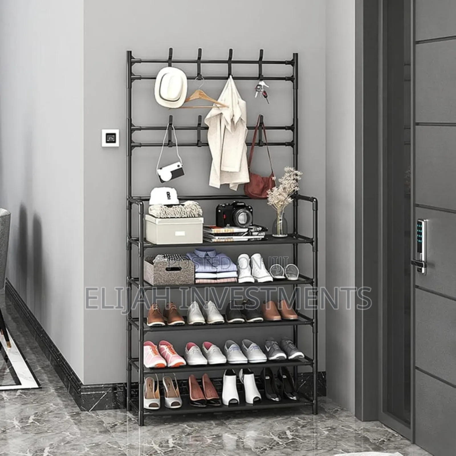 Black Shoe and Hat Rack - Hall Tree,Freestanding