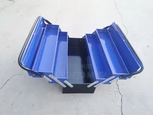 3-Tier Metal Tool Box - 5 Tray Fold Out Steel Storage