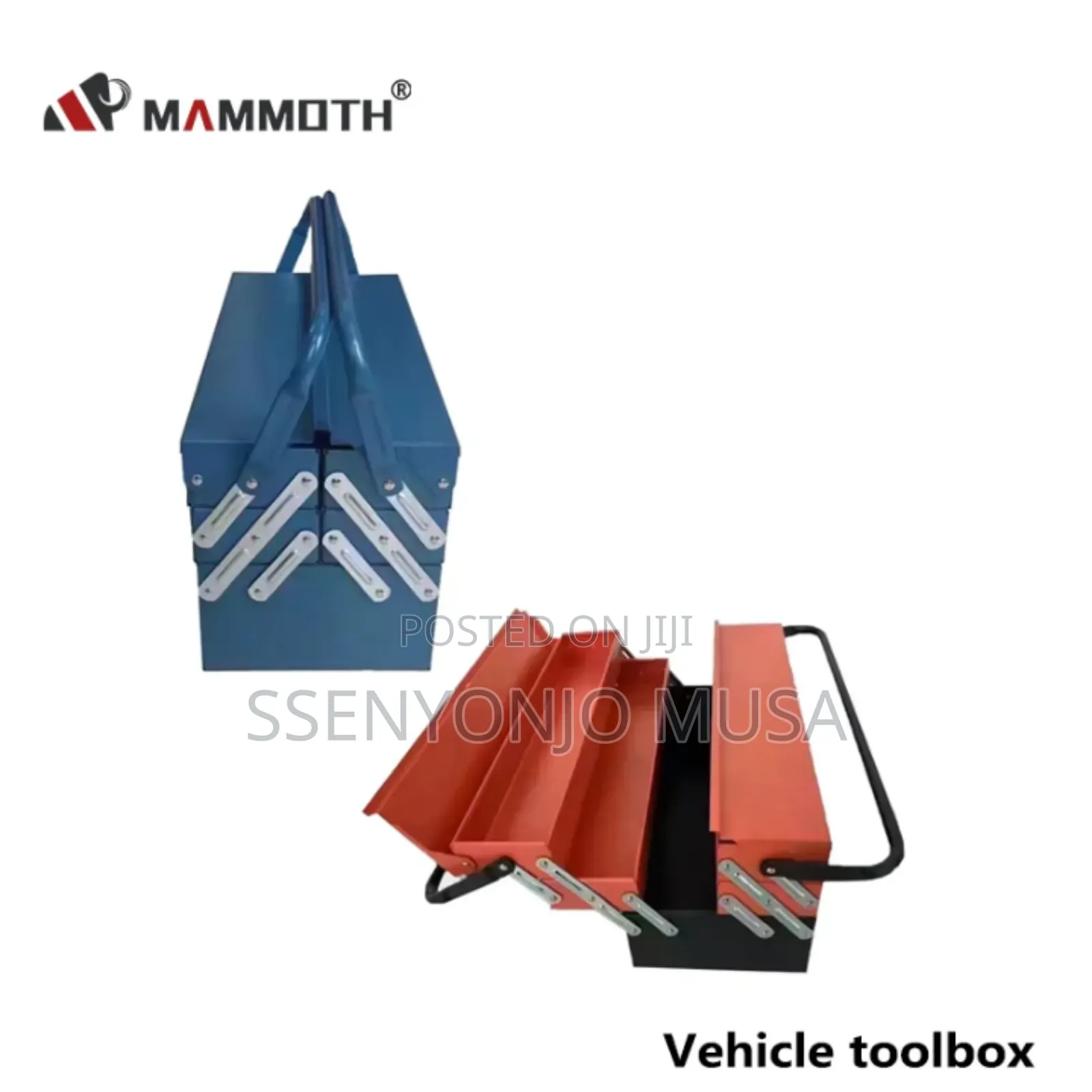 3-Tier Metal Tool Box - 5 Tray Fold Out Steel Storage