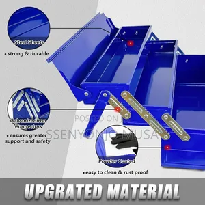 3-Tier Metal Tool Box - 5 Tray Fold Out Steel Storage