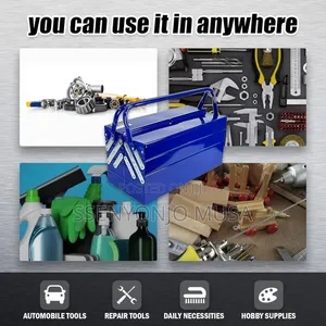 3-Tier Metal Tool Box - 5 Tray Fold Out Steel Storage
