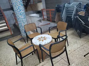 Brown Dining Plastic Chairs and Table