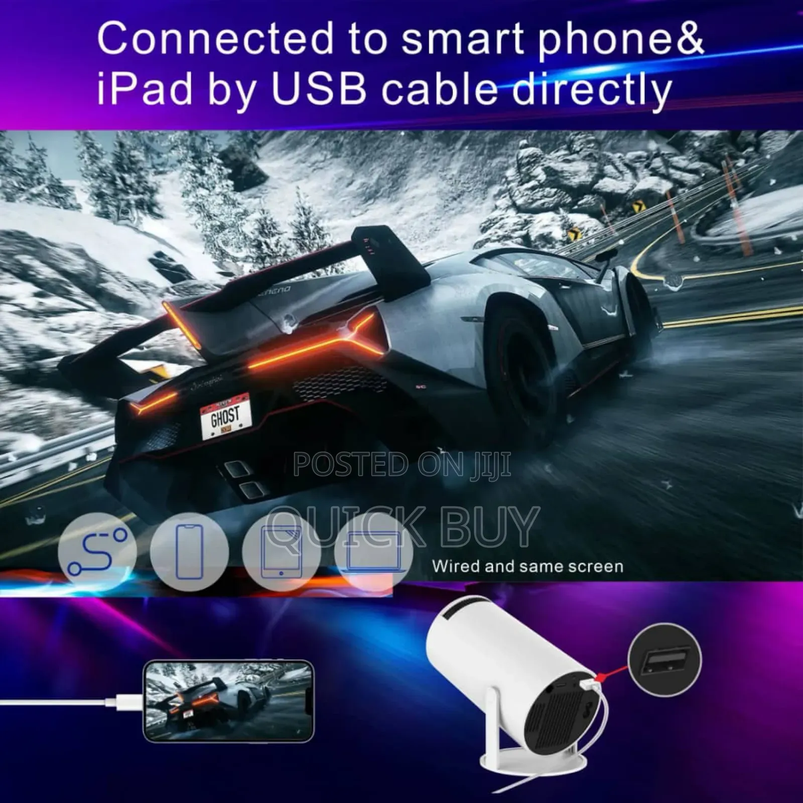New Smart Android Home Theatre Projector Up to 130inch
