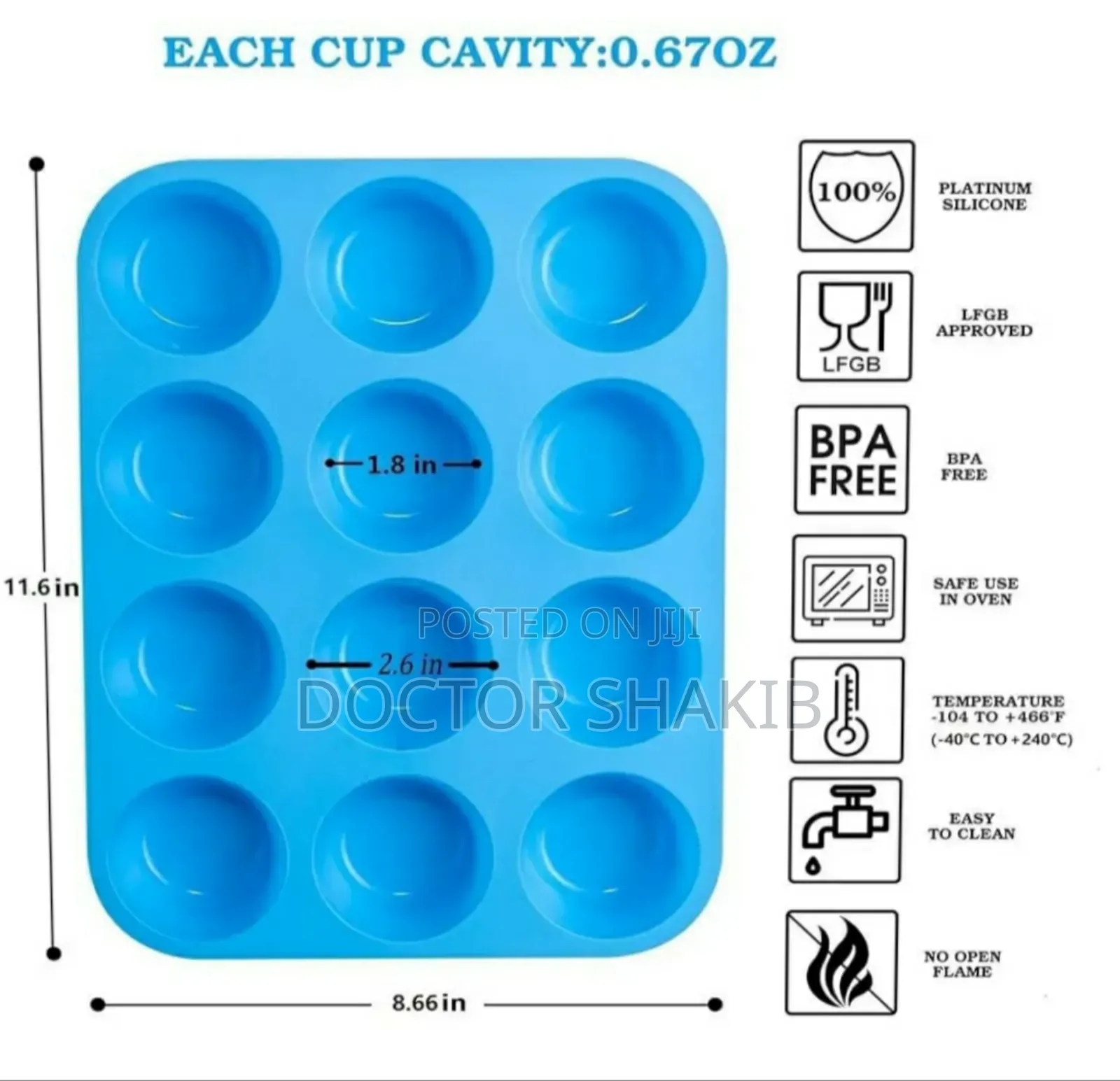 New 12holes Non Sticky Silicone Muffin Pans