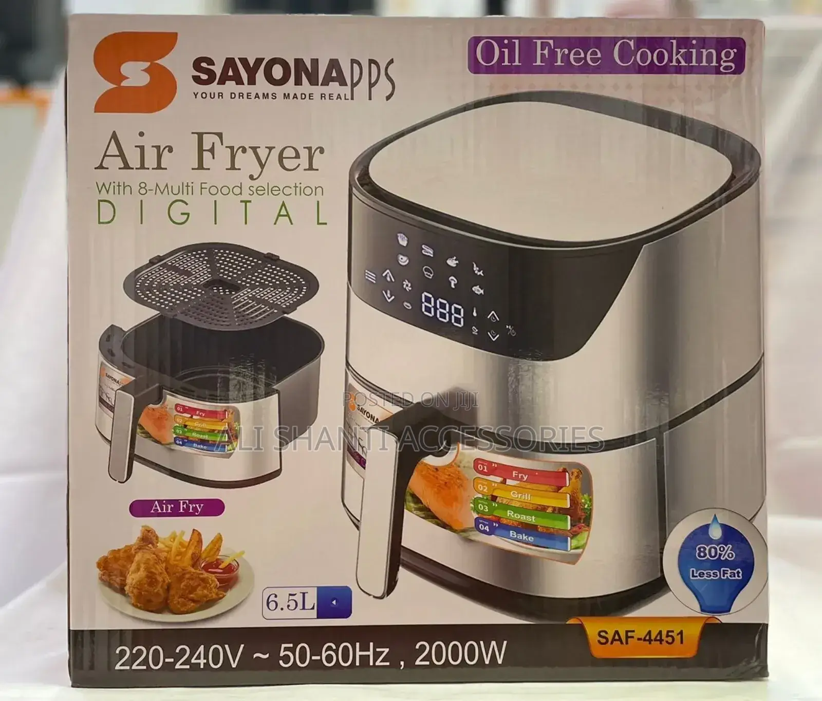 6.5l Sayona Electric Air Fryer, Oil Free Air Fryer Sayona