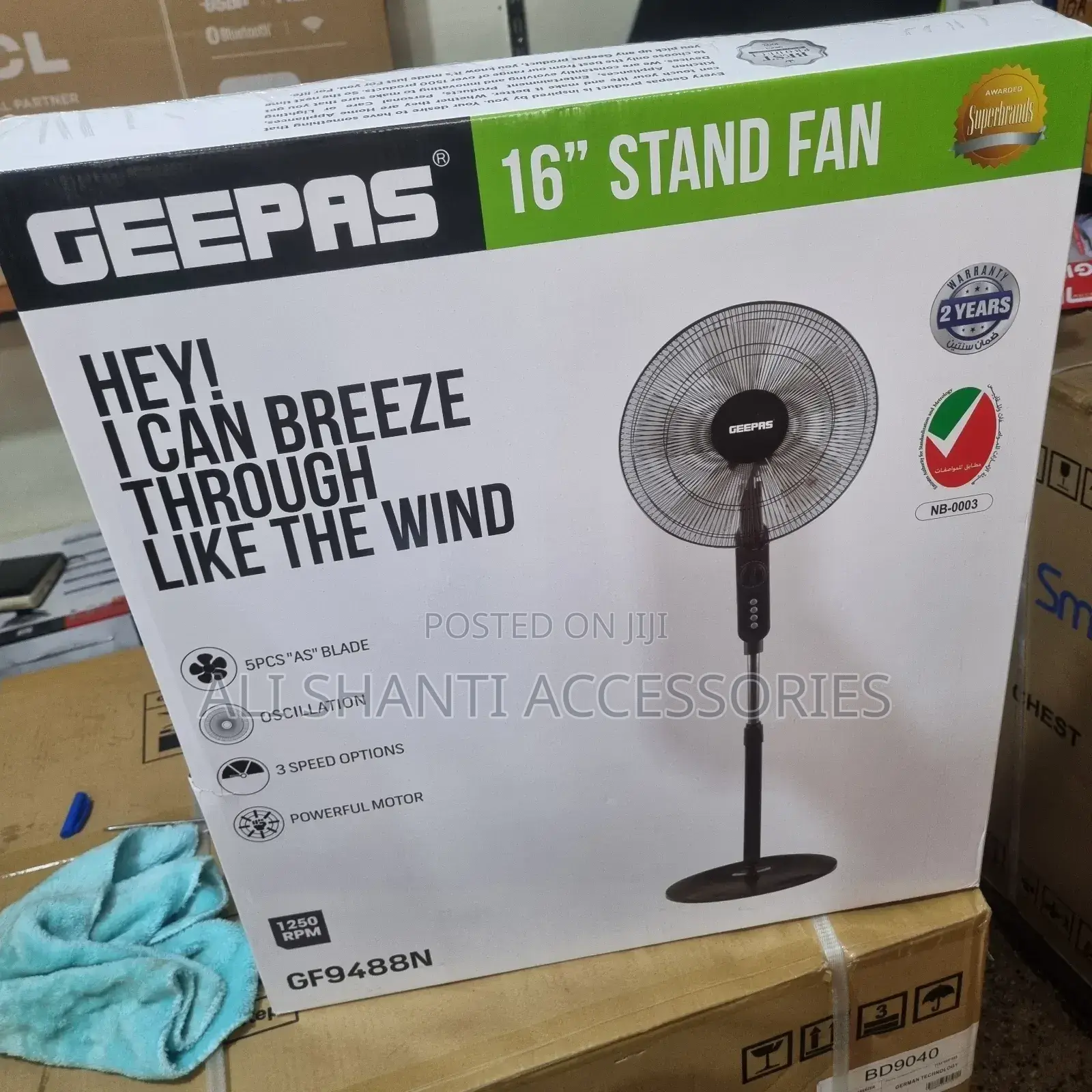 Stand Fan 16-Inch Geepas, Geepas 5 Blades Stand Fan