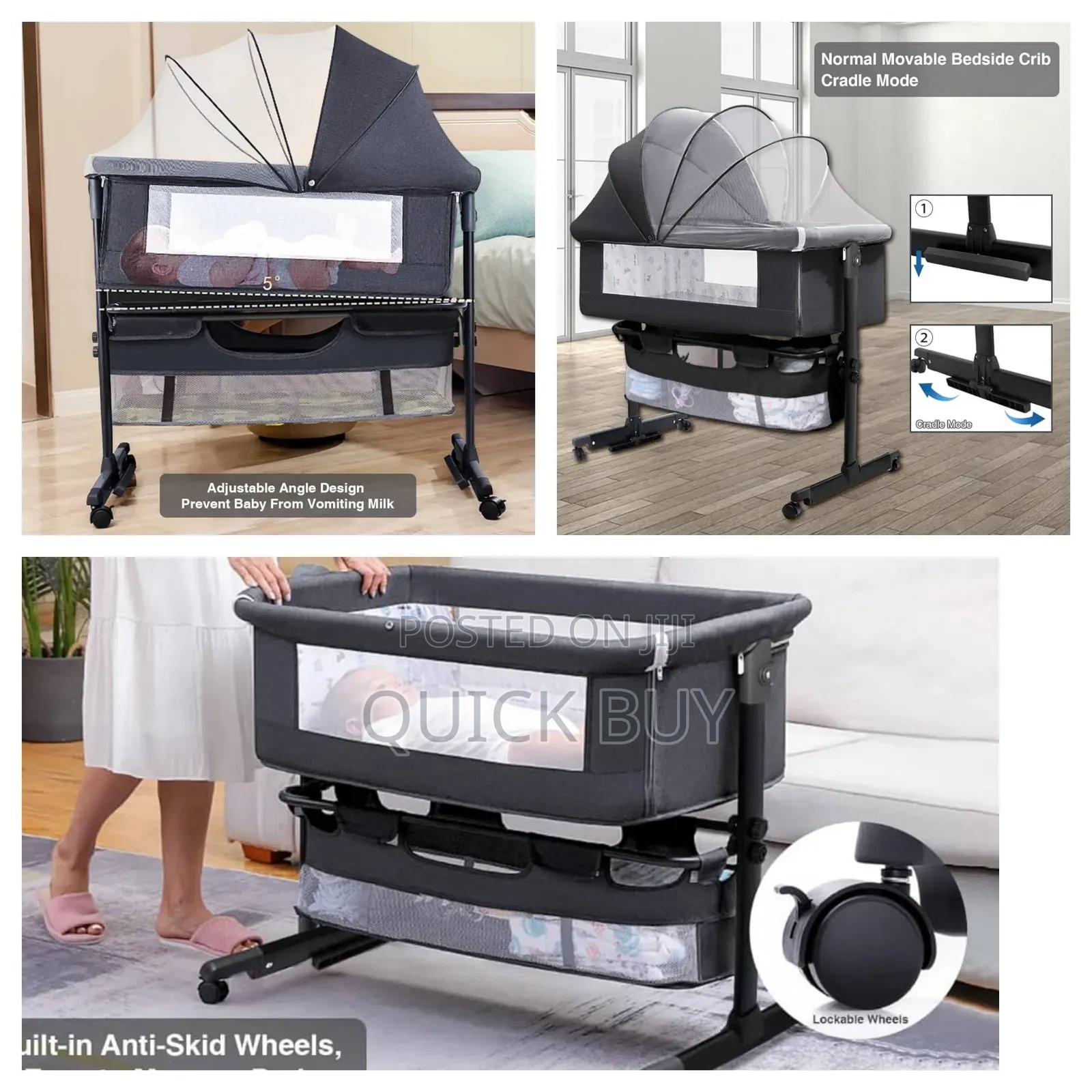 3in1 Bassinet Baby Bed Side Sleeper