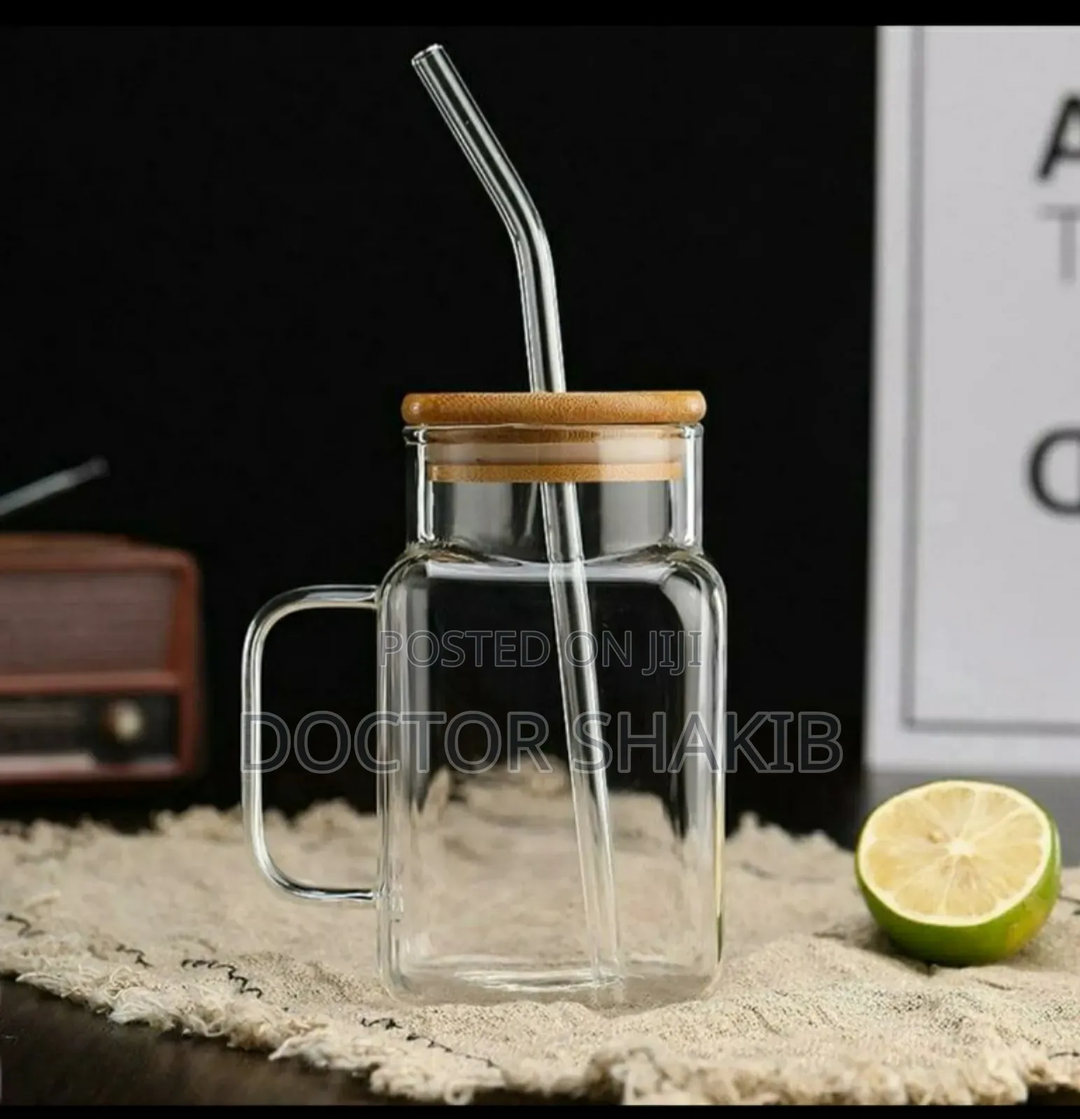 Unique Glass Tumbler With Bamboo Lid and Straw