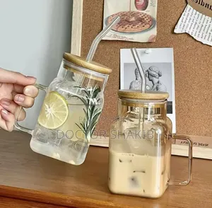 Unique Glass Tumbler With Bamboo Lid and Straw