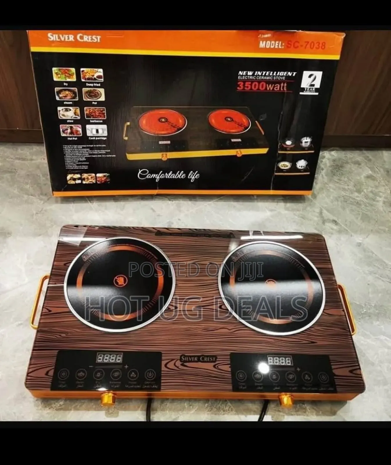 Double 2 Burner Infrared Cooker Hot Plate Stove -black
