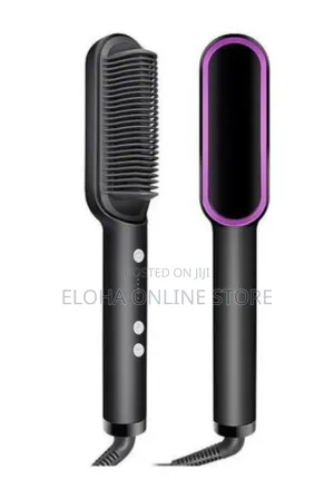 2-in-1 Electric Hair Straightener, Comb, PTC Heating Brush