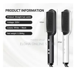 2-in-1 Electric Hair Straightener, Comb, PTC Heating Brush