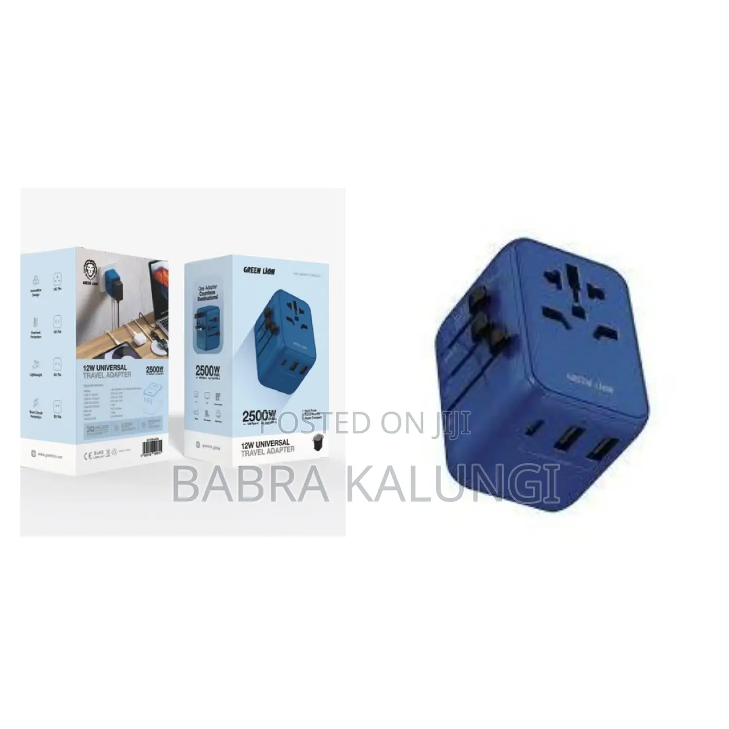 Green Lion 12w Universal Travel Adapter - Blue