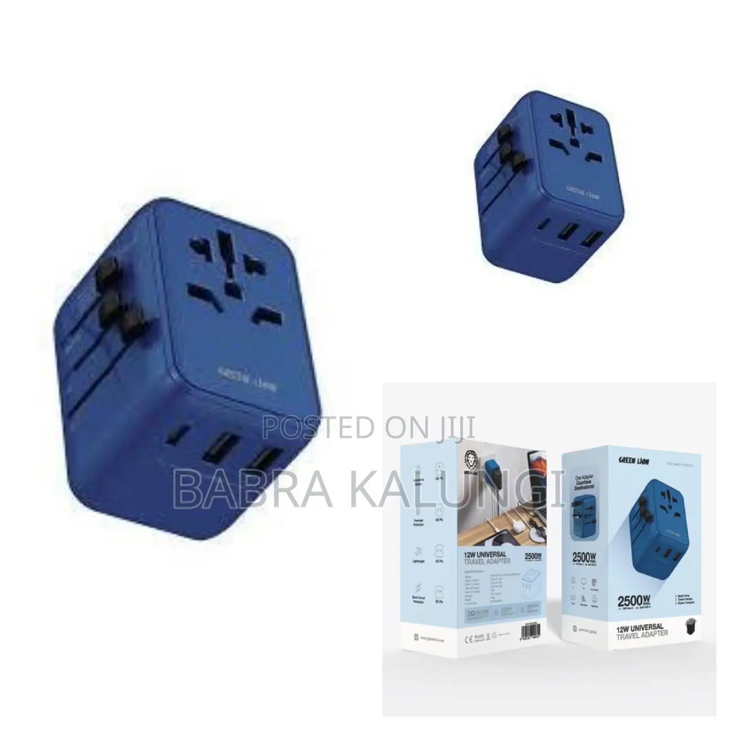Green Lion 12w Universal Travel Adapter - Blue