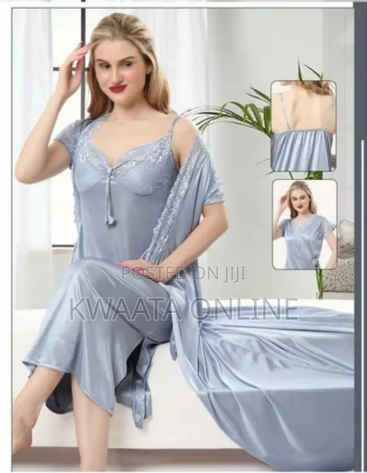 2piece Women's 100% Pure Luxury Mulberry Silk Robe Nightwear