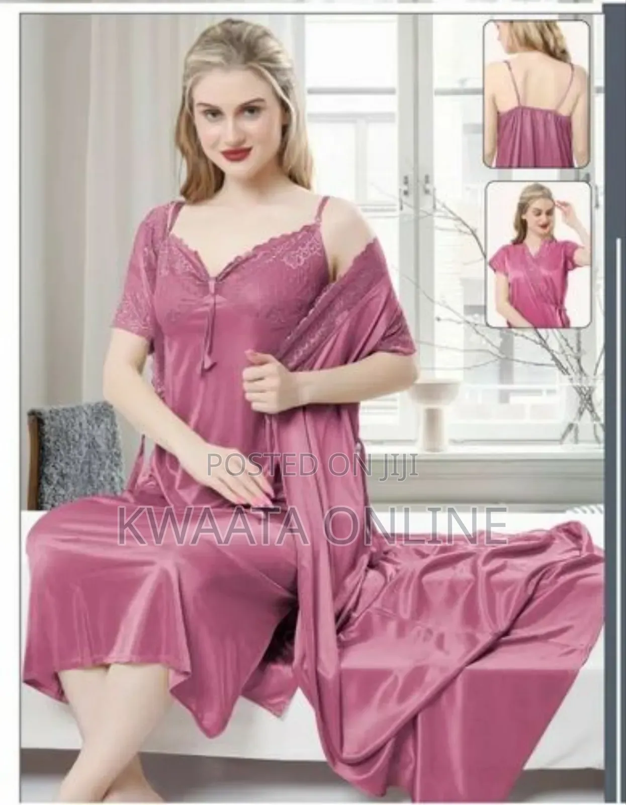 2piece Women's 100% Pure Luxury Mulberry Silk Robe Nightwear