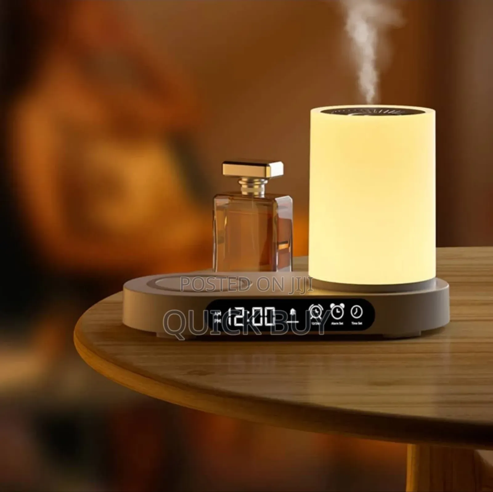 Humidifier Clock and Wireless Charging Wood Desig