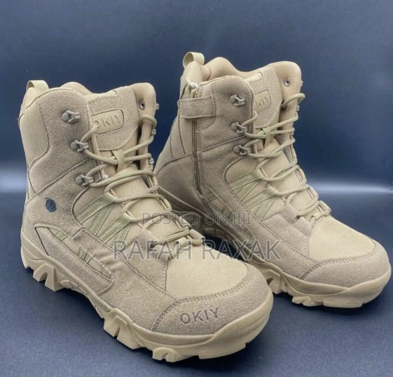 Men’S Khaki Okiy Outdoor Military Tactical Desert Boots
